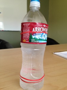 rubber bands on water bottle